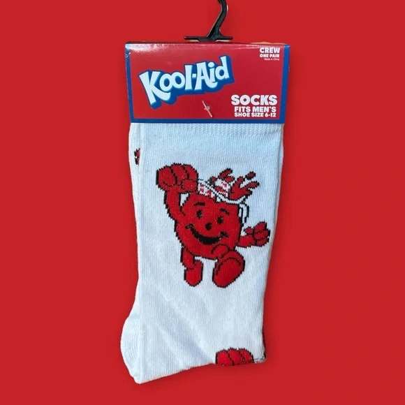 Kool-Aid White and Red Crew Socks NWT - Picture 1 of 2